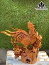 Tượng Gia Đình Gà Gỗ Hương Cao 56 Ngang 55 Sâu 30 (cm)