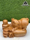 Tượng Heo Gỗ Ngọc Am Cao 25 Ngang 35 Sâu 17 (cm)