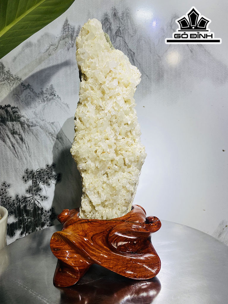 Tinh Thể Đá Thạch Anh Trắng Cao 33 Ngang 14 (cm) 2,1kg