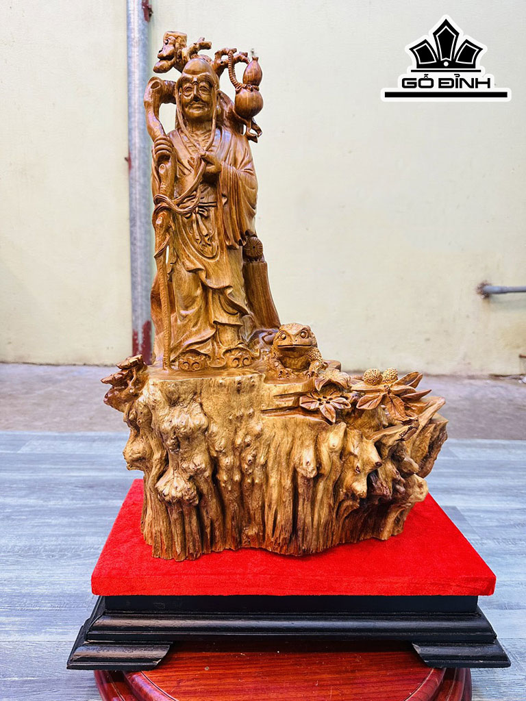 Tượng La Hán Trường My Gỗ Nu Hương Cao 58 Ngang 42 Sâu 23 (cm)