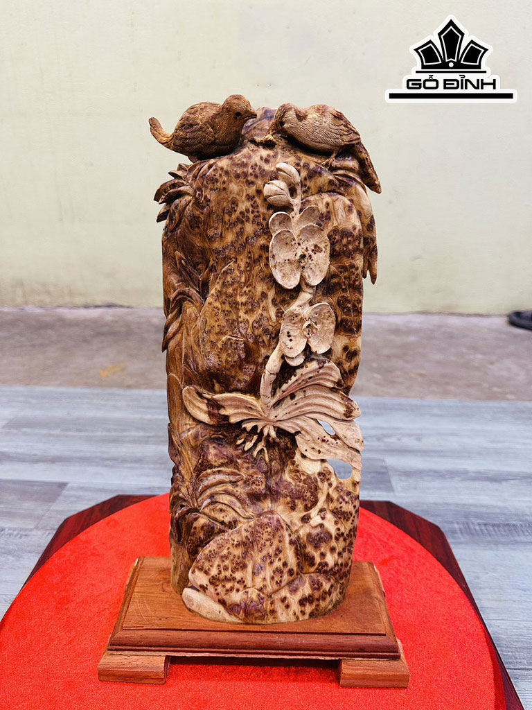 Tượng Phu Thê Viên Mãn Gỗ Nu Ngọc Am Cao 37 Ngang 16 Sâu 6 (cm)