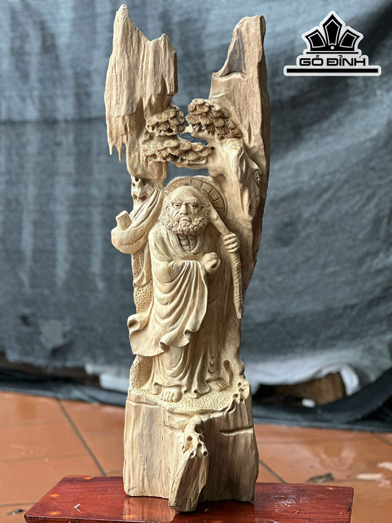 Tượng Đạt Ma Gỗ Ngọc Am Cao 94 Ngang 33 Sâu 20 (cm)