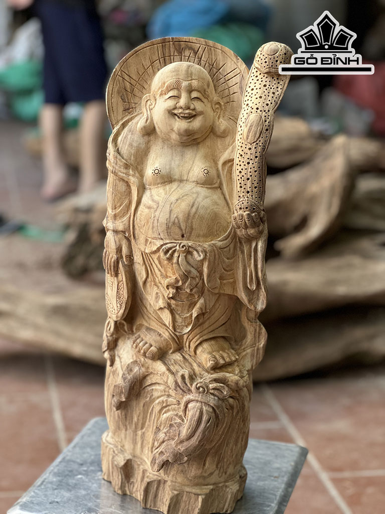 Tượng Phật Di Lặc Gỗ Ngọc Am Cao 60 Ngang 25 Sâu 20 (cm)