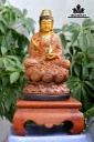 Tượng Phật Bà Quan Âm Gỗ Bách Xanh Cao 30 Ngang 15 Sâu 15 (cm)