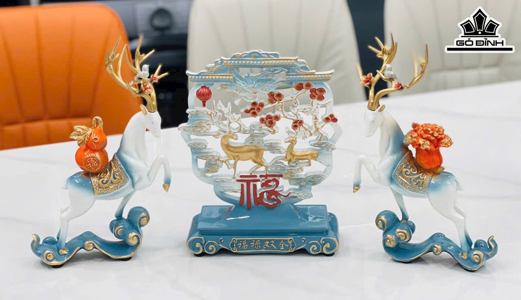 Bộ Hươu Để Bàn Gốm Tàu