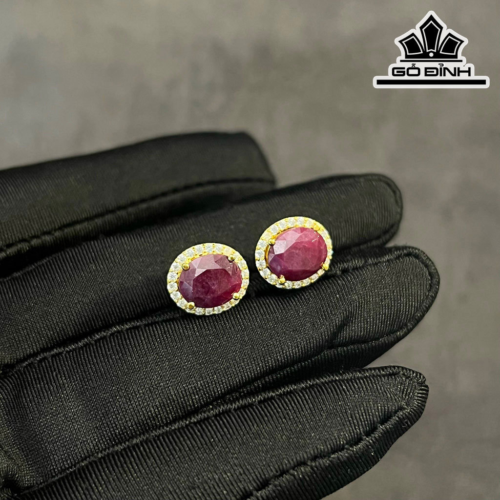 Cặp Bông Tai Đá Ruby