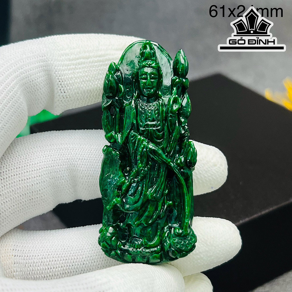 Mặt Dây Chuyền Quan Âm Đá Cẩm Thạch Cao 61 Ngang 24 (mm)