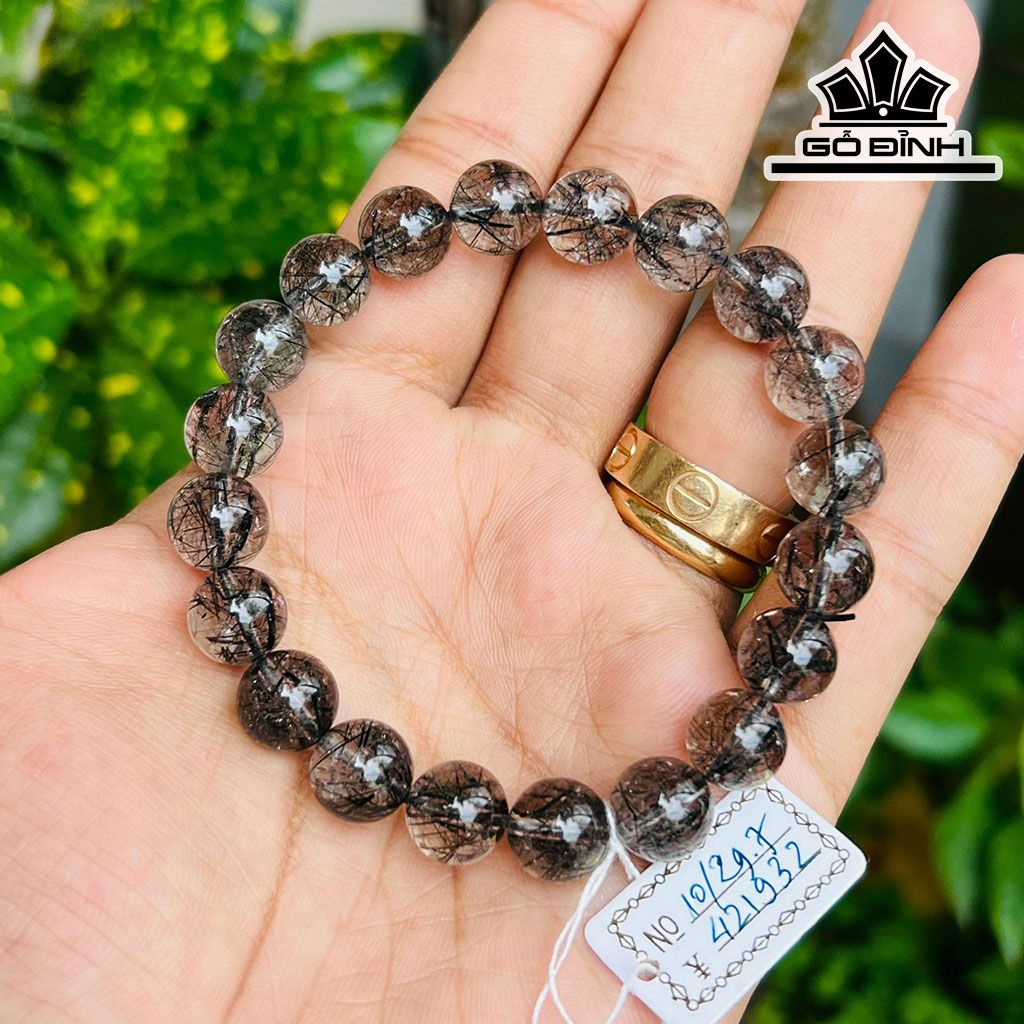 Vòng Tay Đá Thạch Anh Tóc Đen Đường Kính Hạt 10 (mm)
