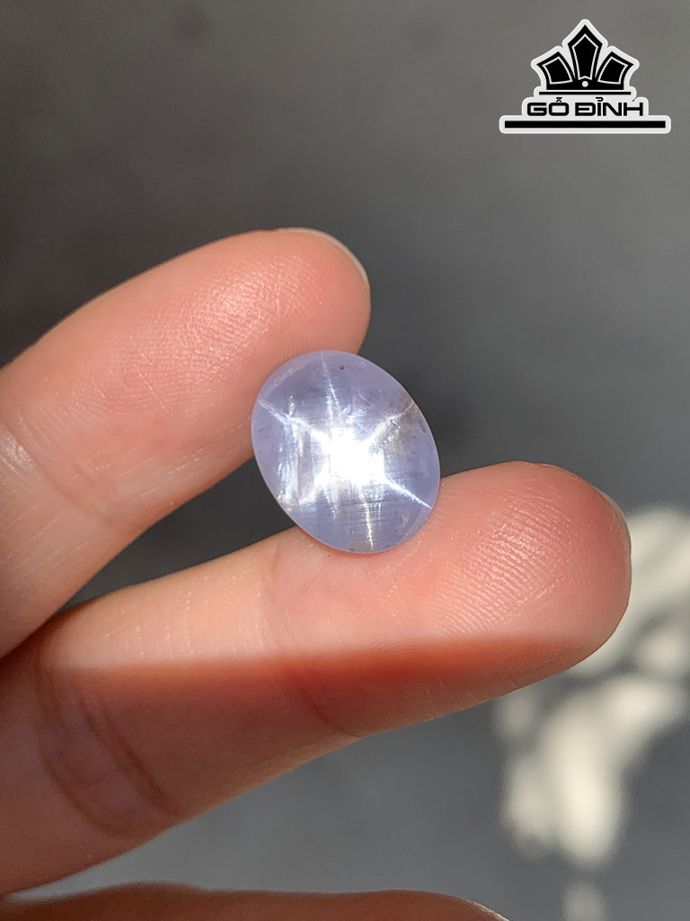 Viên Đá Sapphire Sao Trắng Cao 13,8 Ngang 10,8 Sâu 6 (mm) 7,7cts