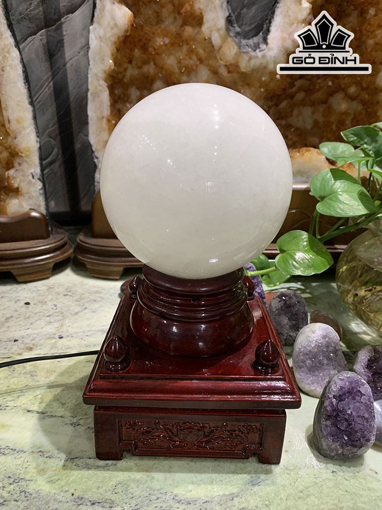 Bi Cầu Đá Thạch Anh Trắng Đường Kính Hạt 13 (cm) 3,3kg