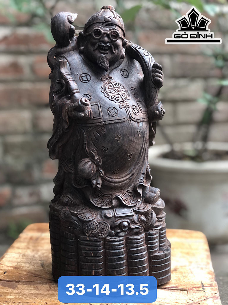 Tượng Lão Thương Gia Gỗ Trắc Cao 33 Ngang 14 Sâu 13,5 (cm)