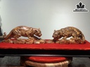 Đôi Báo Gỗ Nu Ngọc Am Cao 12 Ngang 31-28 Sâu 7-9 (cm)