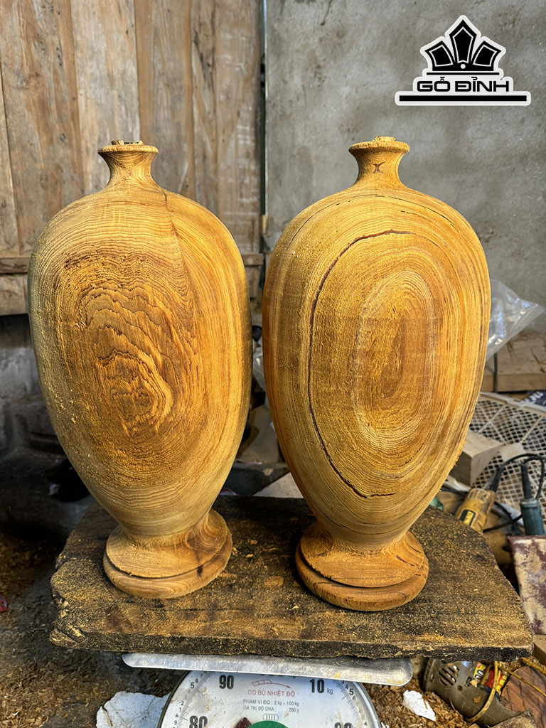 Cặp Chum Phú Quý Gỗ Ngọc Am Cao 50 Đường Kính 25 (cm)
