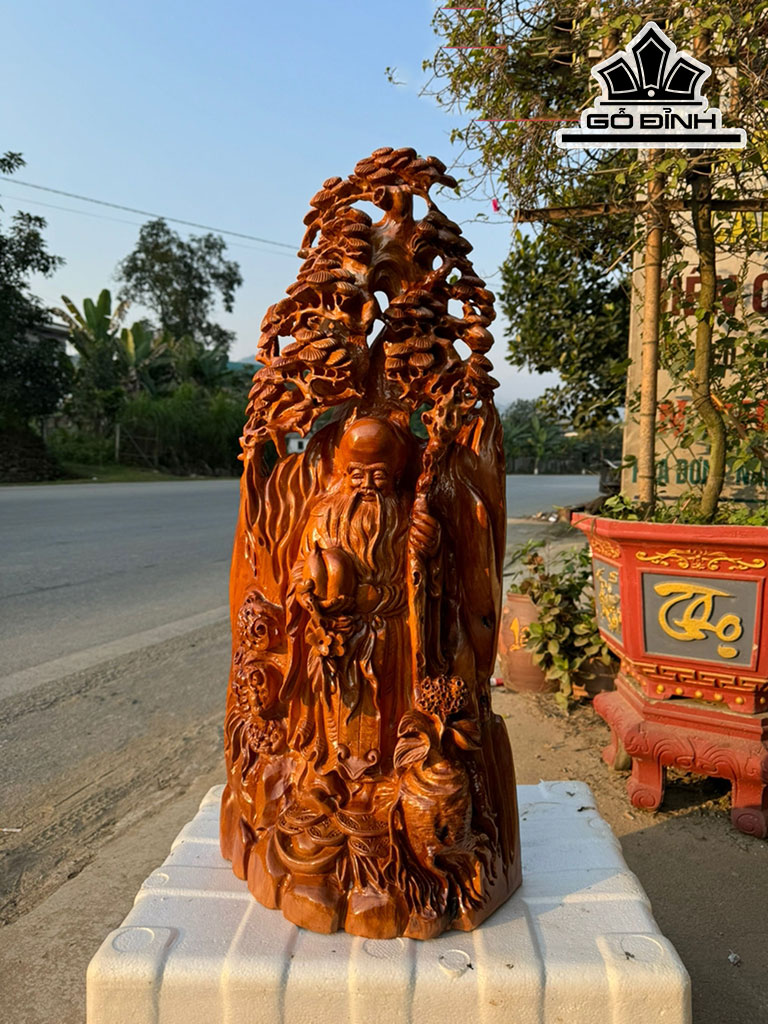 Tượng Ông Thọ Gỗ Ngọc Am Cao 86 Ngang 36 Sâu 20 (cm)