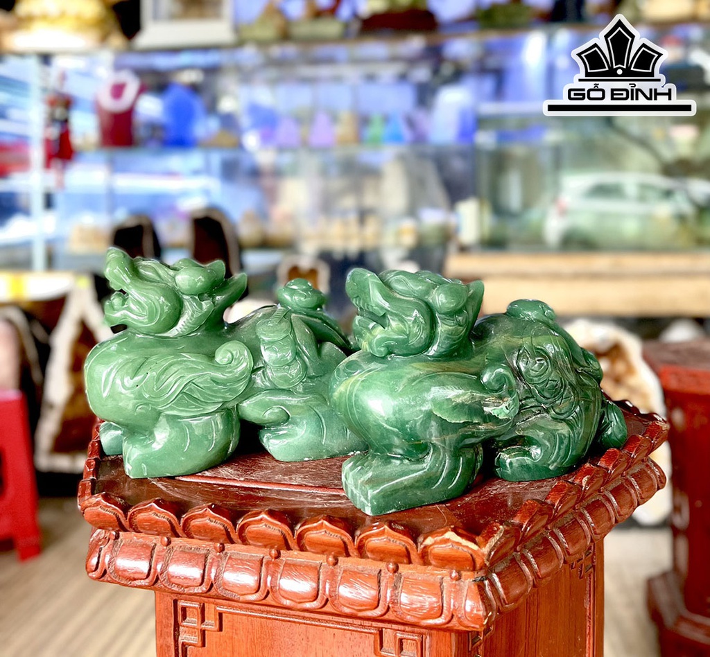 Cặp Tỳ Hưu Đá Thạch Anh Xanh Cao 15 (cm) 3,73kg