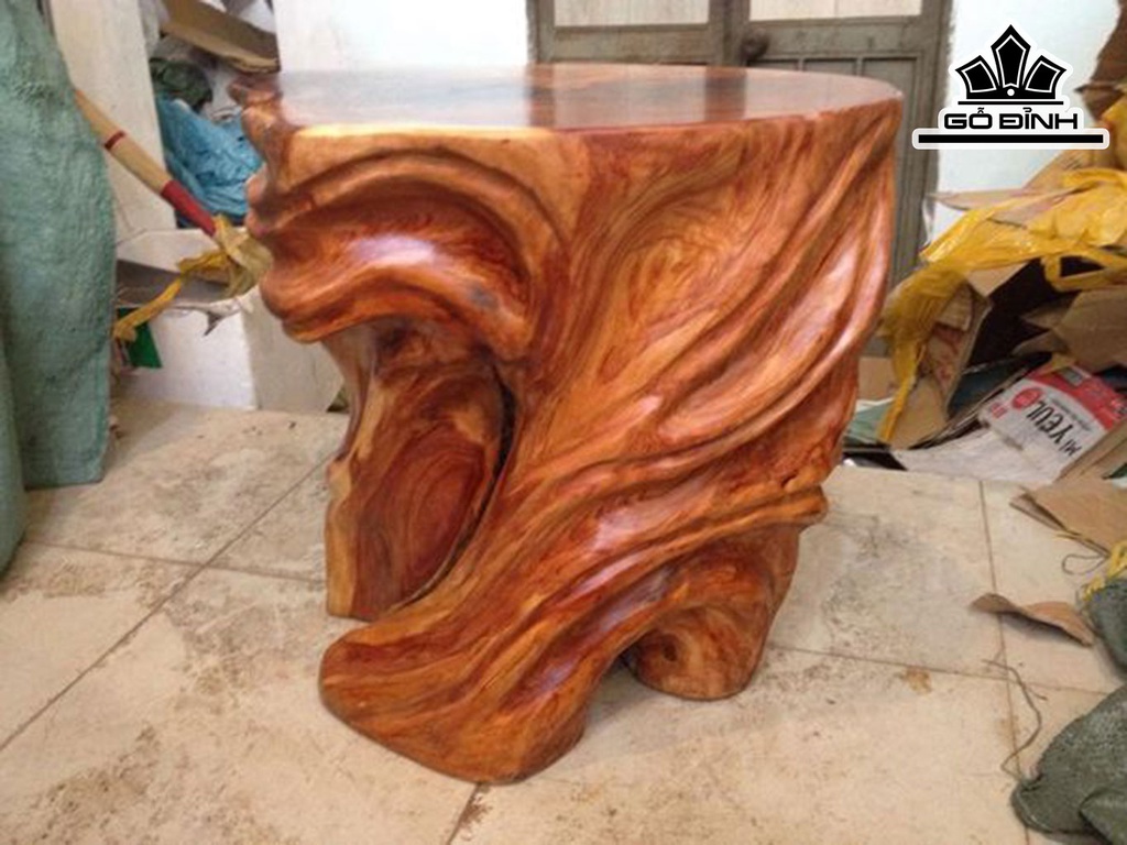 Đôn Gỗ Gỗ Gõ Đỏ (Cà te) Cao 50 Mặt 55-43 (cm) DC1512