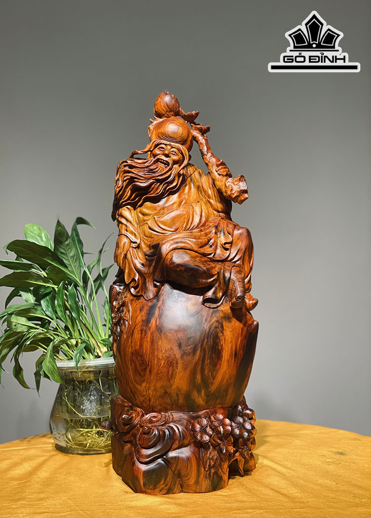 Tượng Ông Thọ Gỗ Trắc Cao 48 Ngang 19 Sâu 19 (cm)