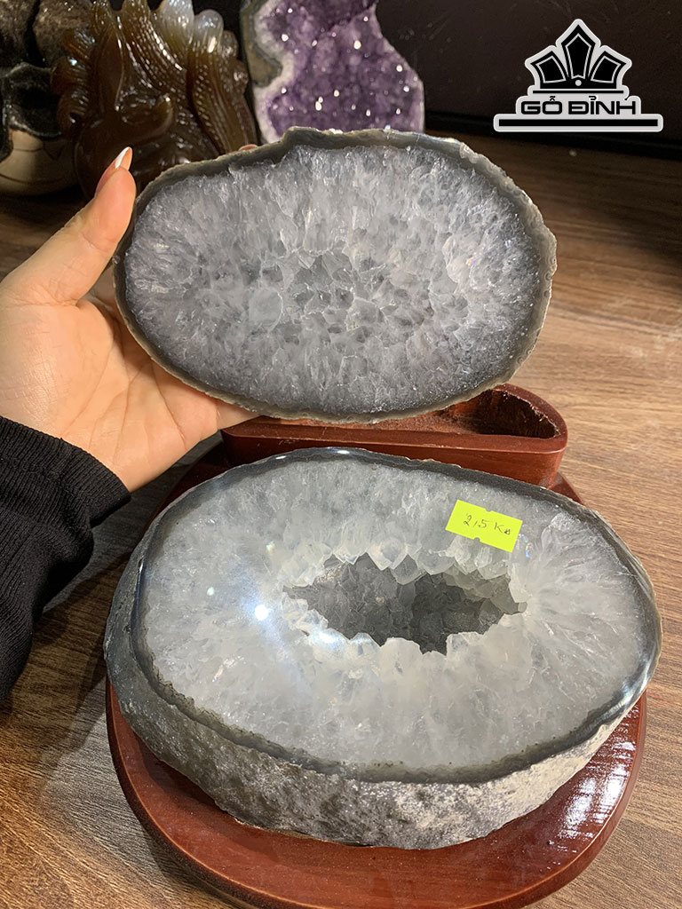 Bát Tụ Bảo Đá Mã Não Cao 13 Ngang 19 Sâu 18 (cm) 2,5kg