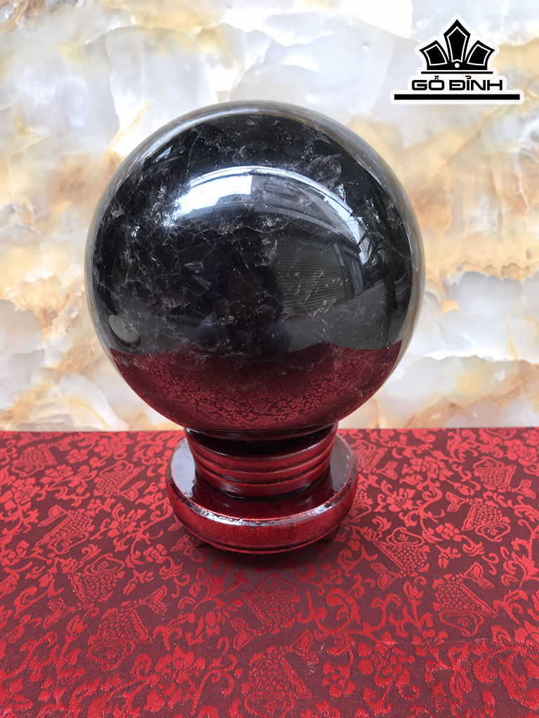 Bi Cầu Đá Thạch Anh Đen Đường Kính Hạt 14,5 (cm) 3,8kg