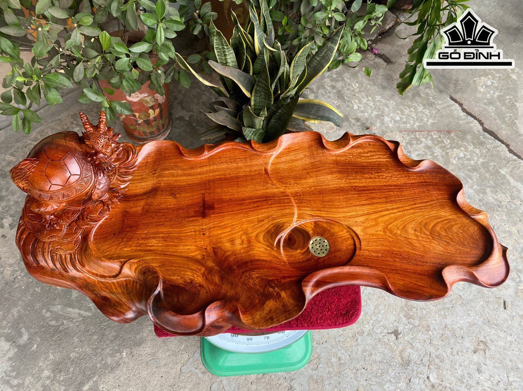 Khay Trà Long Quy Gỗ Hương Dài 90 Rộng 39 Cao 22 (cm)