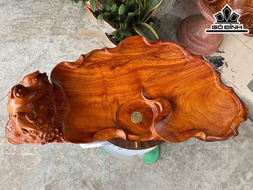 Khay Trà Nghê Gỗ Hương Dài 80 Ngang 40 Dày 21 (cm)