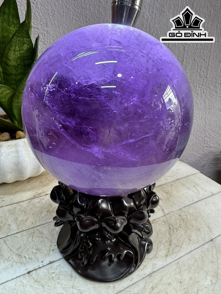 Bi Cầu Đá Thạch Anh Tím Đường Kính Hạt 14 (cm) 3,5kg