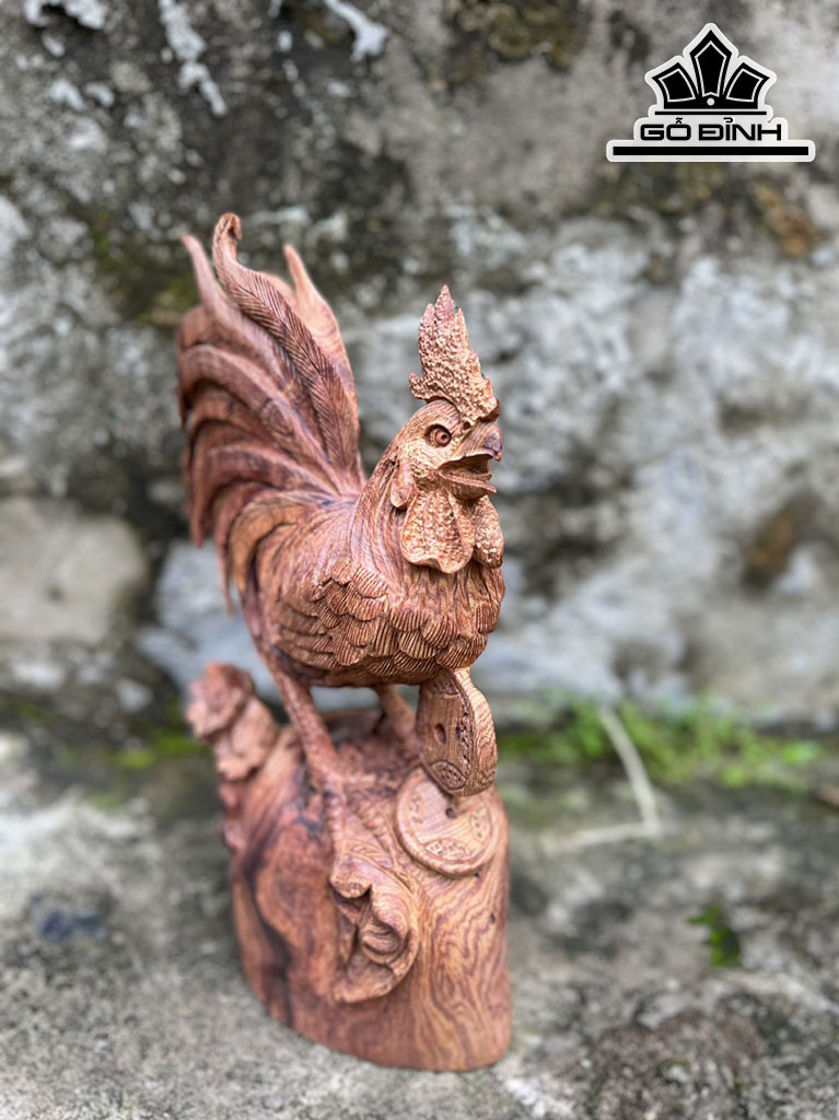 Tượng Nhất Kê Gỗ Cẩm Cao 31 Ngang 11 Sâu 19 (cm)