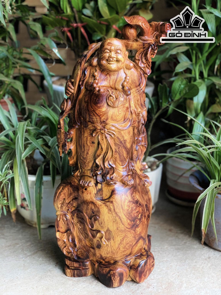 Tượng Phật Di Lặc Gỗ Cẩm Cao 56 Ngang 23 Sâu 16 (cm)