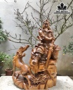Tượng Quan Công Gỗ Bách Xanh Cao 90 Ngang 70 Sâu 40 (cm)