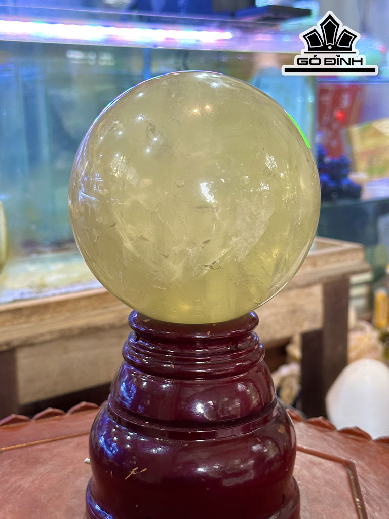 Bi Cầu Đá Thạch Anh Vàng Đường Kính Hạt 13 (cm) 3,74kg