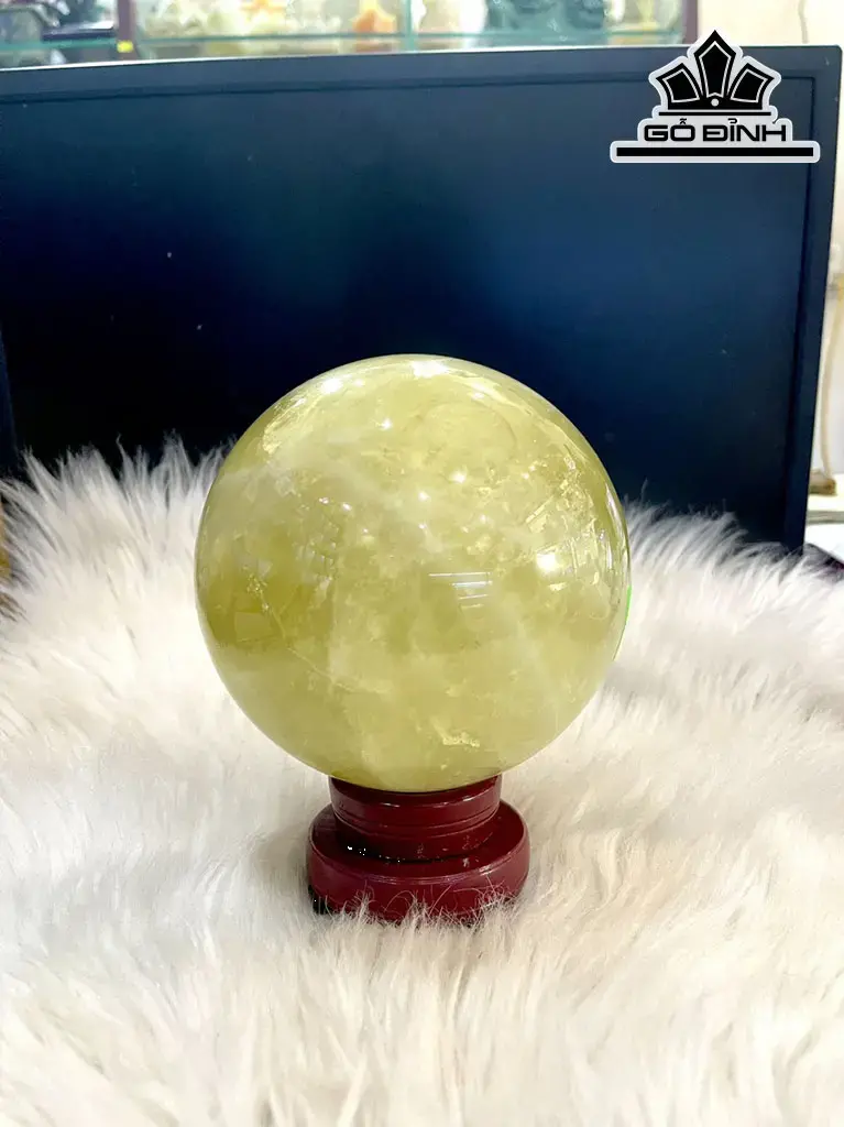 Bi Cầu Đá Thạch Anh Vàng Đường Kính Hạt 14 (cm) 2,93kg