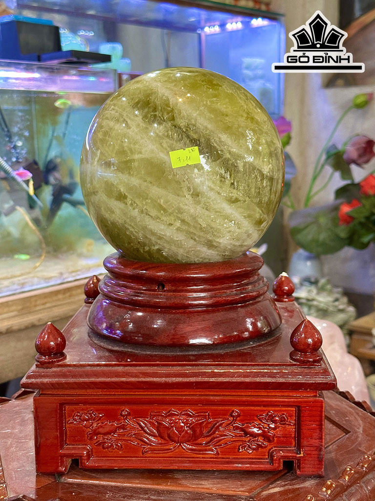 Bi Cầu Đá Thạch Anh Vàng Đường Kính Hạt 17 (cm) 7,11kg