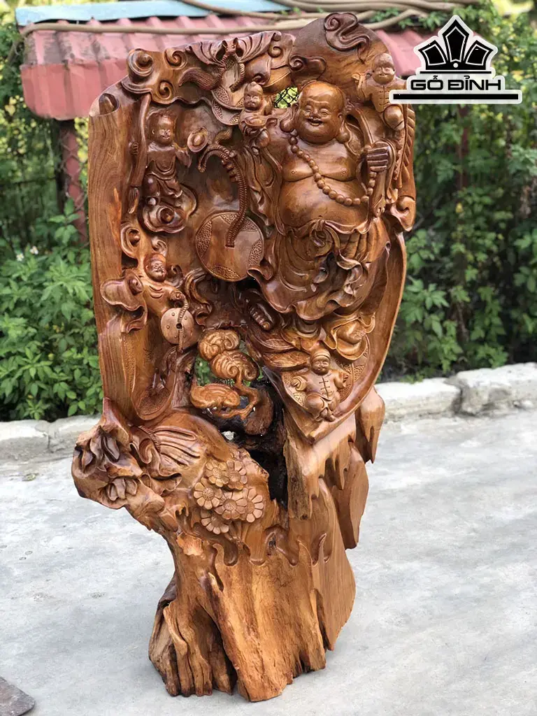 Tượng Phật Di Lặc Ngũ Phúc Gỗ Hương Cao 111 Ngang 60 Sâu 36 (cm)