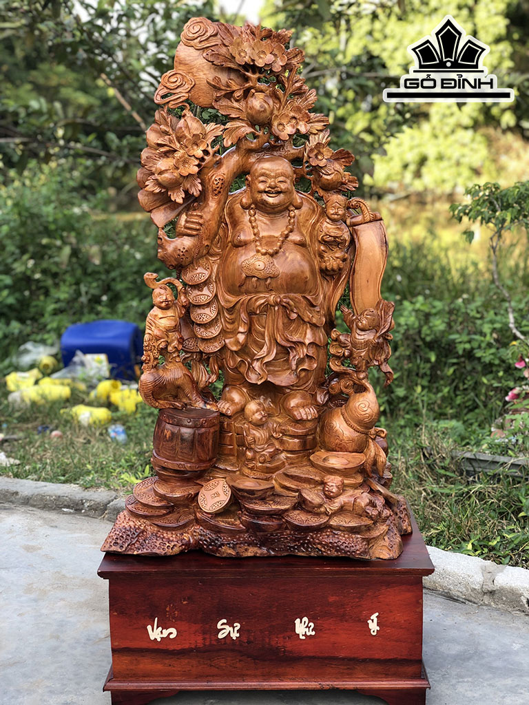 Tượng Phật Di Lặc Ngũ Phúc Gỗ Hương Cao Cả Kỷ 147 Ngang 68 Sâu 40 (cm)