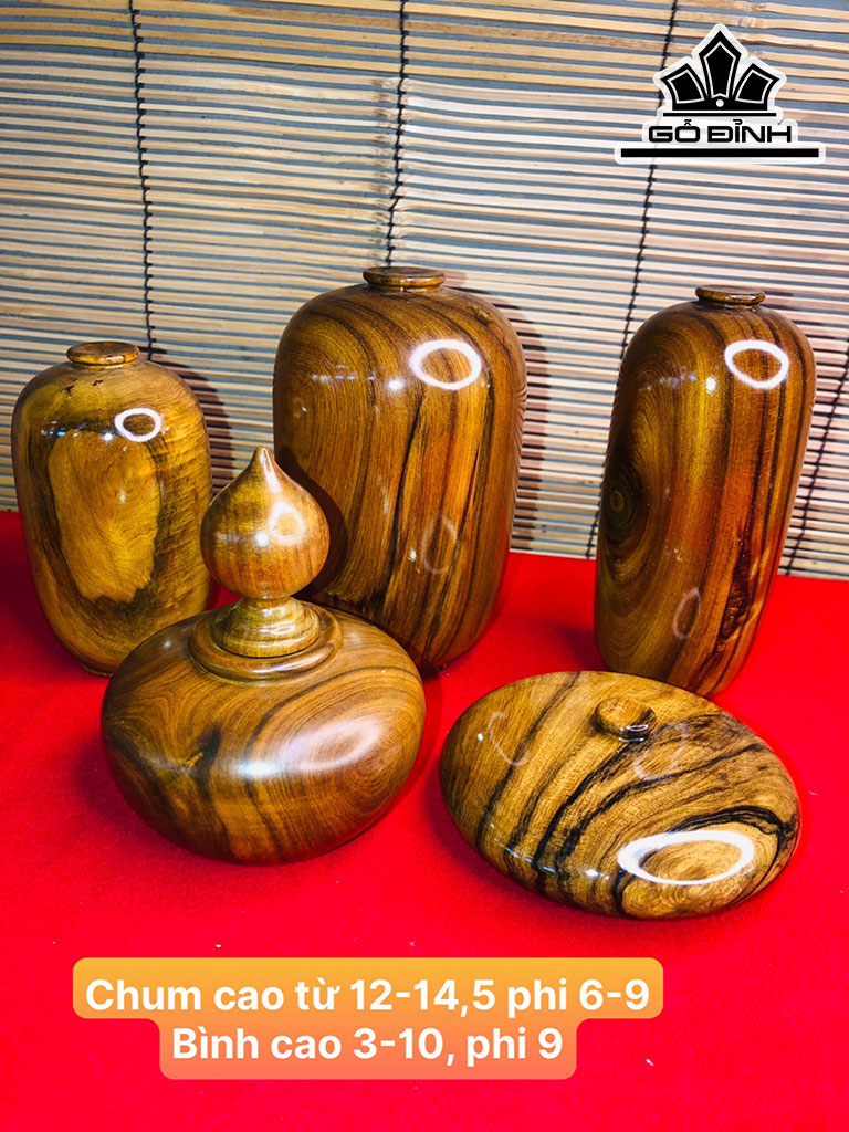 Bộ 5 Bình Hút Lộc Gỗ Bách Xanh