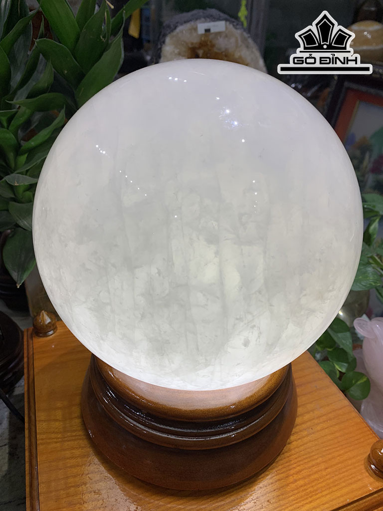 Bi Cầu Đá Thạch Anh Trắng Đường Kính Hạt 23 (cm) 16,3kg