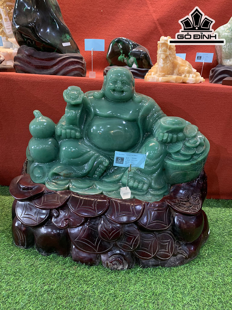 Tác Phẩm Di Lặc Hoan Hỉ Đá Thạch Anh Xanh Cao 45 Ngang 70 (cm) 71kg