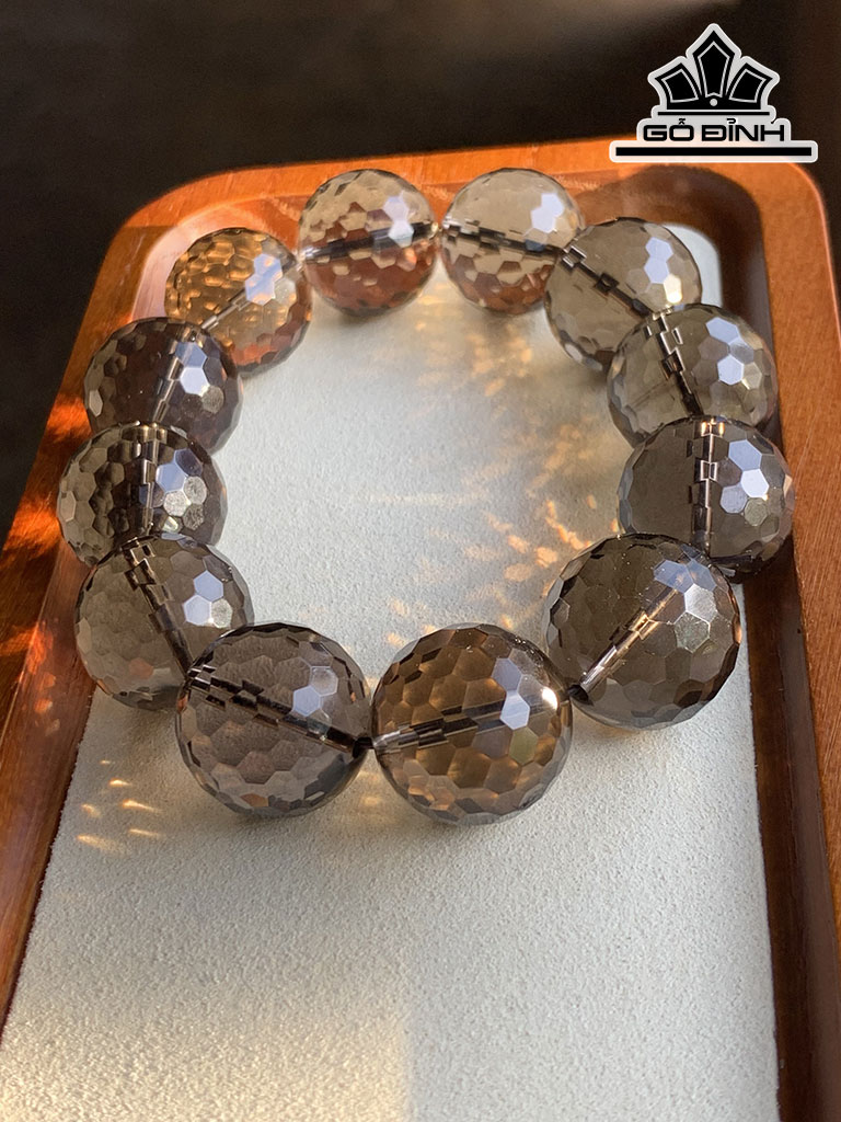 Vòng Tay Đá Thạch Anh Khói ( Smoky Quartz ) Đường Kính Hạt 20 (mm) 128g