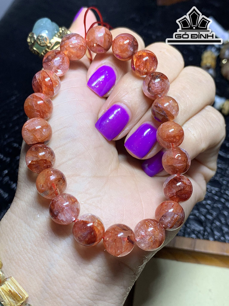 Vòng Tay Đá Thạch Anh Nhiễm Thể Đường Kính Hạt 10 (mm) 29g