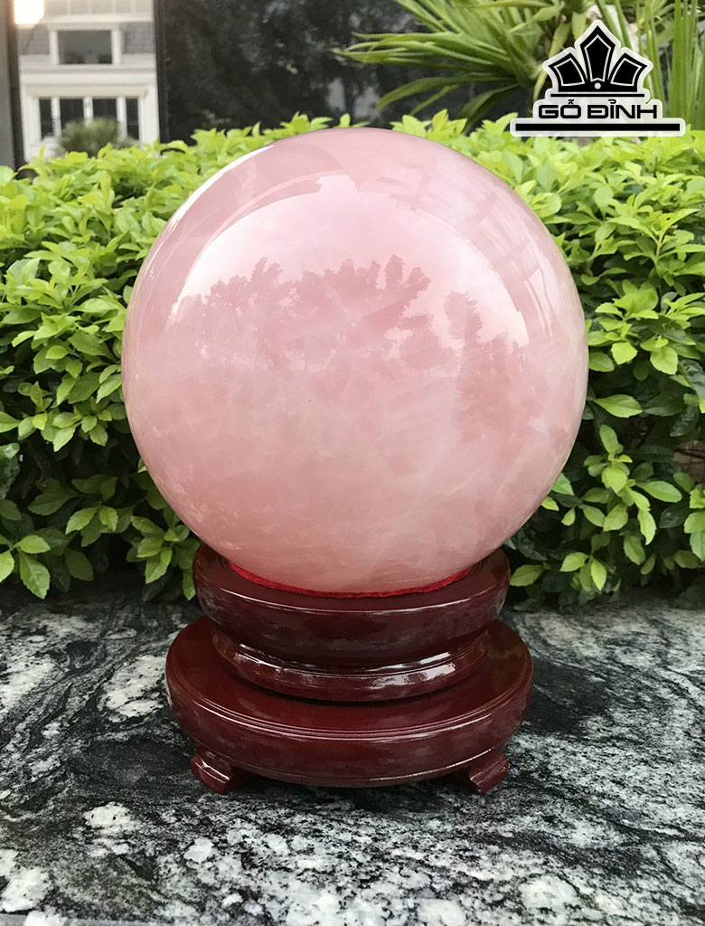 Bi Cầu Đá Thạch Anh Hồng Đường Kính Hạt 19 (cm) 9,8kg