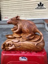 Tượng Chuột Phong Thủy Gỗ Hương Cao 18 Ngang 23 Sâu 11 (cm)