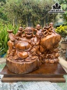 Tượng Phật Di Lặc Tam Phúc Gỗ Bách Xanh Cao 36 Ngang 52 Sâu 26 (cm)