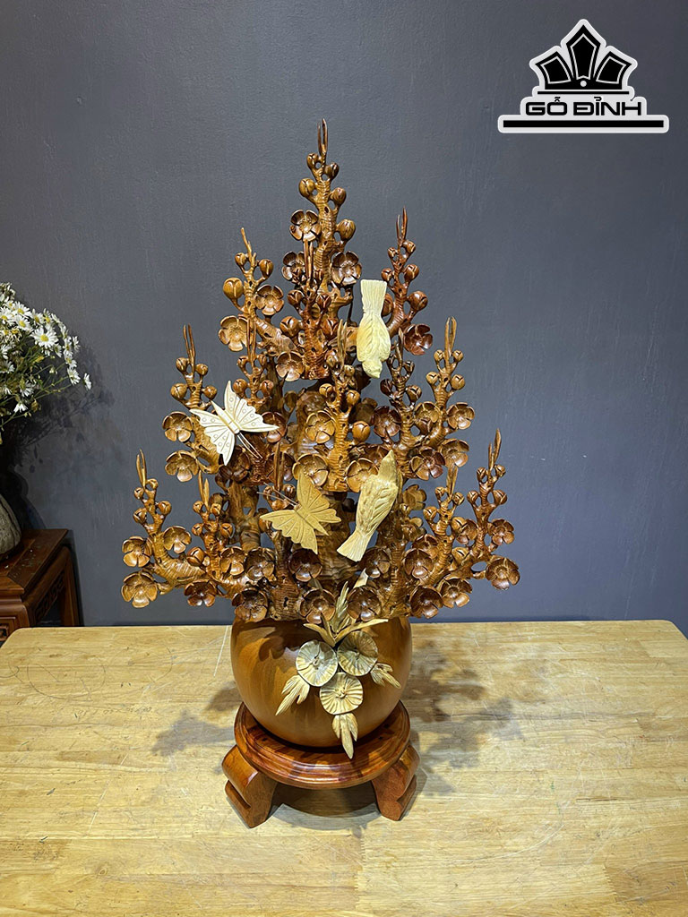 Bình Hoa Mai Gỗ Hương Cao 83 Ngang 46 Sâu 26 (cm)