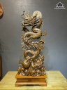 Tượng Nhất Long Vờn Ngọc Gỗ Ngọc Am Cao Cả Kỷ 123 Ngang 48 Sâu 14 (cm)