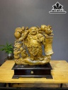 Tượng Phật Di Lặc Vác Cành Đào Gỗ Nu Nghiến Cao Cả Kỷ 70 Ngang 55 Sâu 20 (cm)