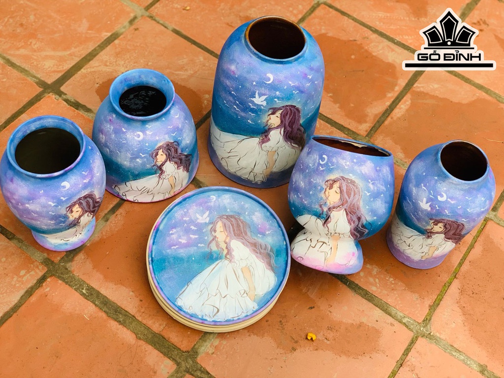 Set Cô Gái Tone Màu Hoàng Hôn Gốm Bát Tràng