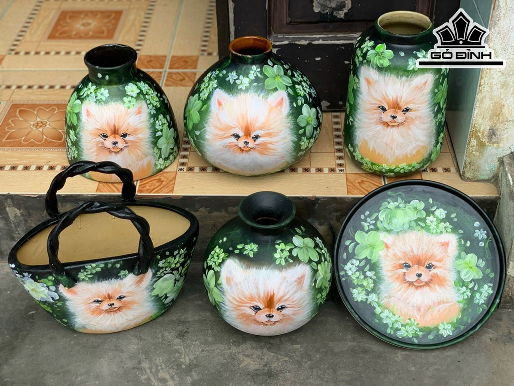 Set Cún Con 6 Bình Gốm Bát Tràng