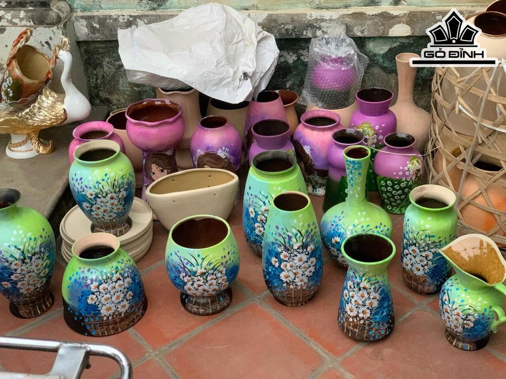 Set Hoa Xanh 10 Bình Gốm Bát Tràng