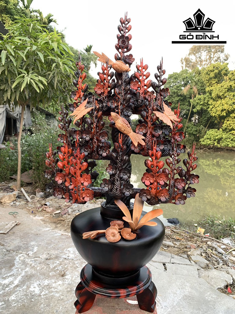 Bình Hoa Mai Gỗ Trắc Cao Cả Kỷ 94 Ngang 52 Sâu 32 (cm)