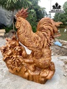 Tượng Gia Đình Gà Gỗ Hương Ta Cao 73 Ngang 68 Sâu 25 (cm)